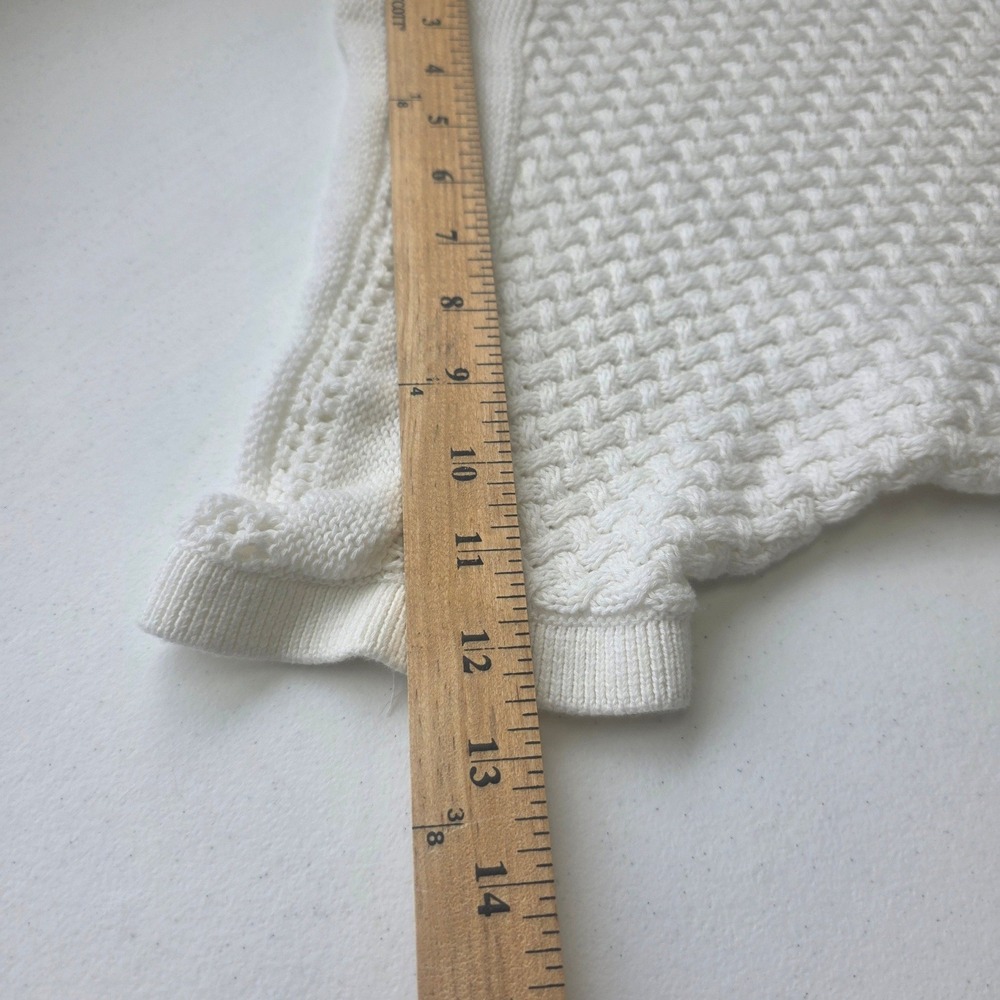 Isabella Bird Womens Ivory/White Cotton Knit Cable Sweater Sz M Cottagecore Boho - Picture 8 of 8